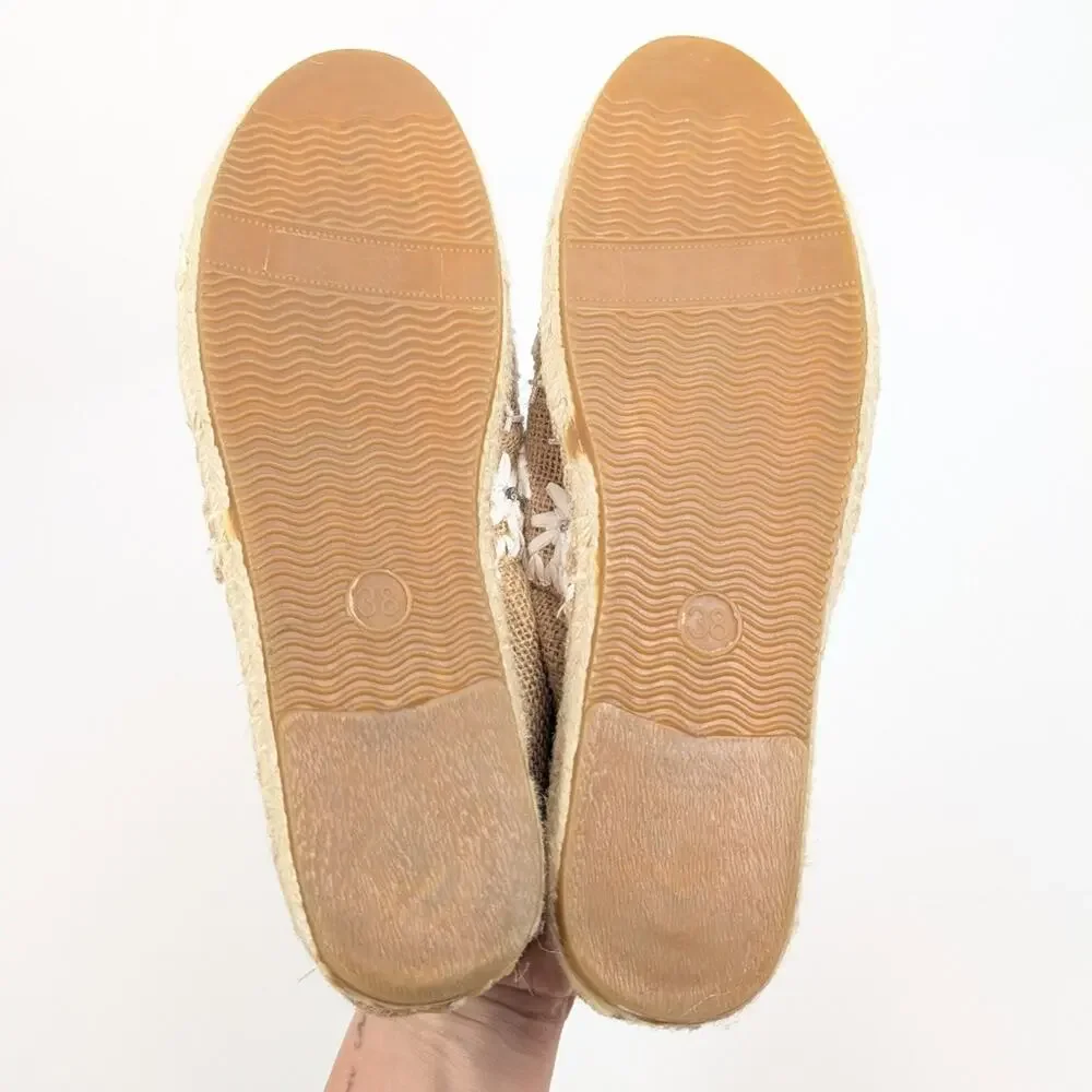 Antik Batik Tori Espadrilles EU 38 Natural Slip On Woven Flat Resort Boho
